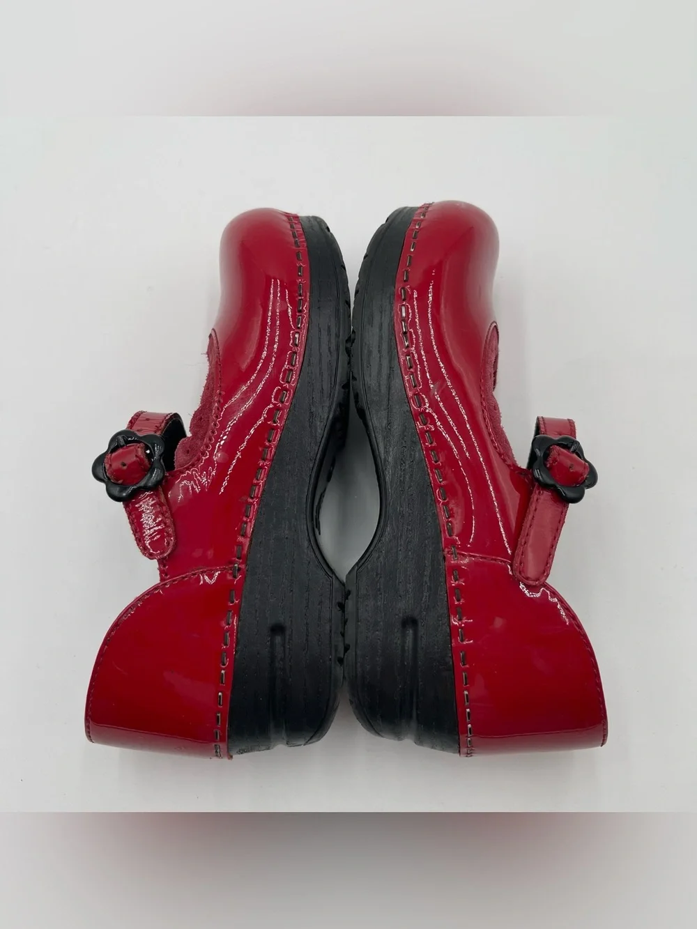 Dansko Girls Red Patent Leather Mary Janes Clogs Shoes Buckle Kids 31 US 12.5-13